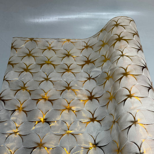 PVC Lace Dining Tablecloth Floral Pattern 54"x60' Clear/Gold