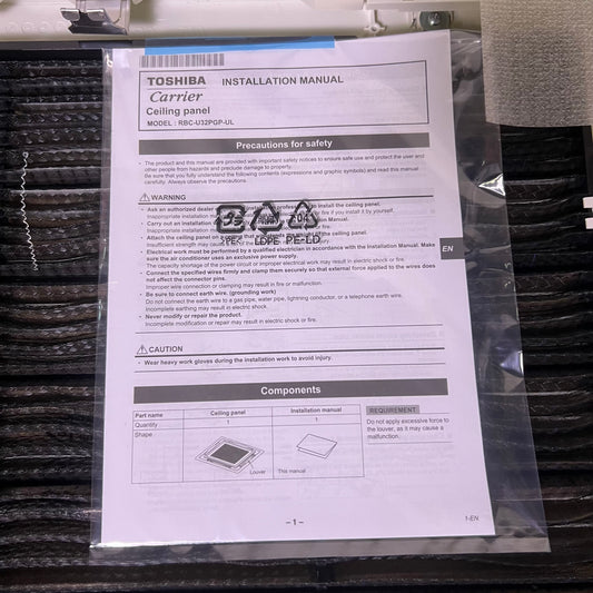 TOSHIBA Carrier Ceiling Panel 37.5" x 37.5" Black RBC-U32PGP-UL