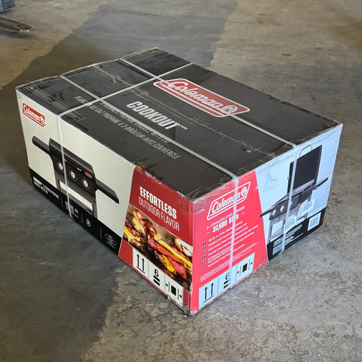 COLEMAN Cookout 3-burner Propane Griddle with Lid 550 SQ Black CO-525GG-G55660 (New Other, Distressed Box)