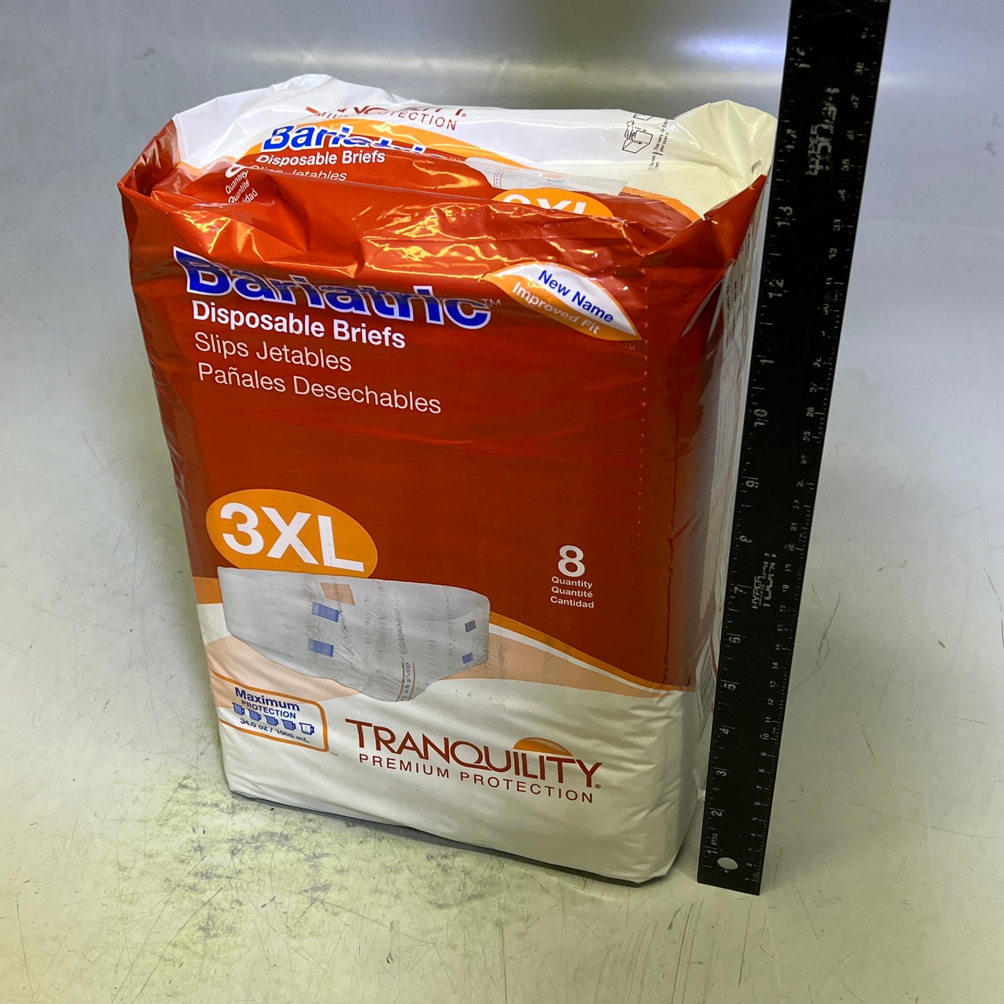 TRANQUILITY (4 PACK, 8 EACH) Bariatric Disposable Briefs Unisex 3XL White