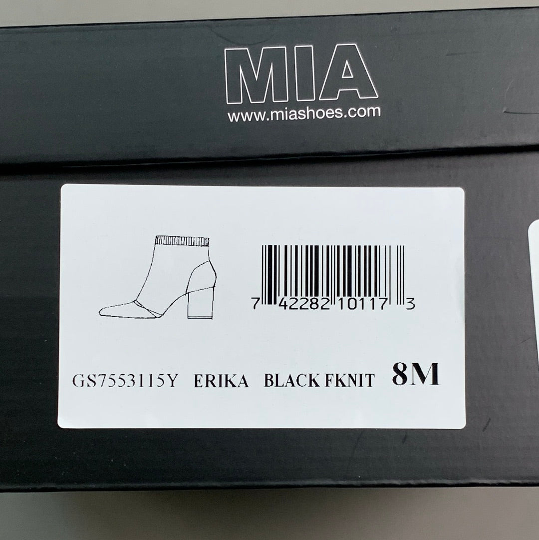 MIA Erika Fly Knit Booties Dress Boots Black 2” Heel Sz 8 GS7553115Y (New)