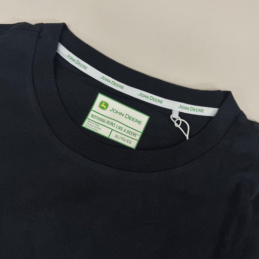 JOHN DEERE Embroidered Logo Short Sleeve Tee Shirt Men's Sz XL Black 1896842