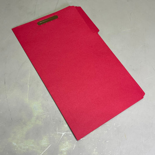 SMEAD (50 PACK) Fastener File Folder Legal Sz 1/3 Cut Tab Red 17740