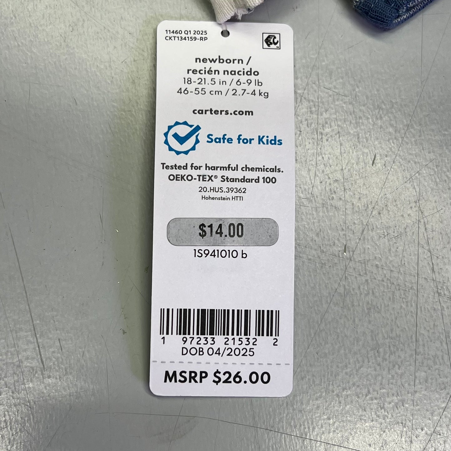 CARTERS (SET OF 2) Soft Farmhouse Pattern Onesie Baby Boy's Newborn Blue/White