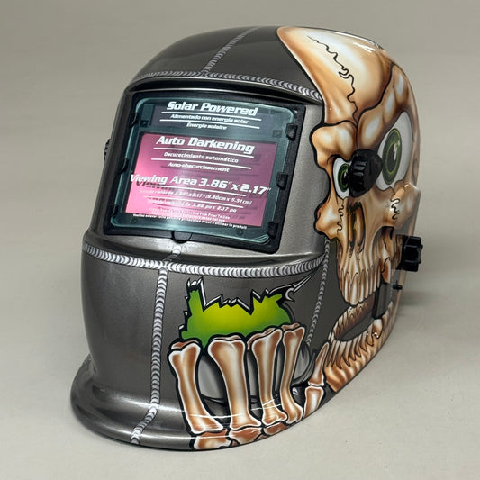 TITAN ShopIron Auto Darkening Welding Helmet 3.86x2.17" View Grey Skeleton 41279