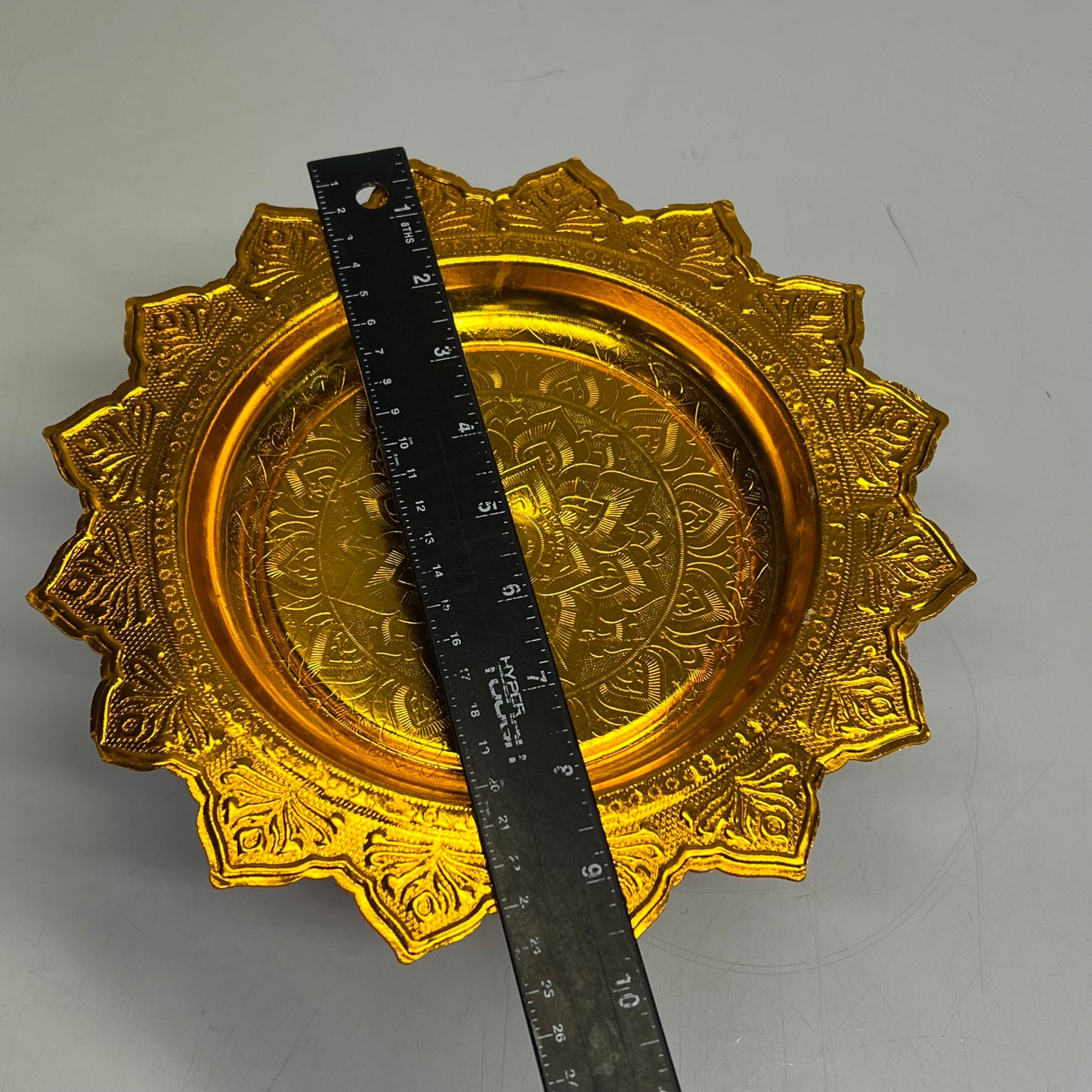 BEE BRAND Handmade Aluminum Ware Thai Design Offering Tray 7" Gold (As-is)