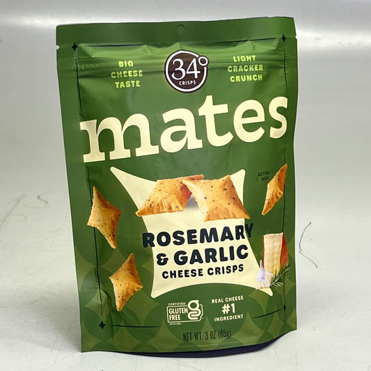34 DEGREES (4 PACK) Mates Rosemary & Garlic Cheese Crisps 3 oz BB 05/26