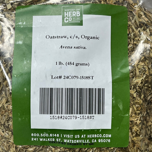 MONTEREY BAY HERB CO (1 LB, 16 oz) Oatstraw Organic Cut & Sifted Upper Stem Avena Sativa 1518