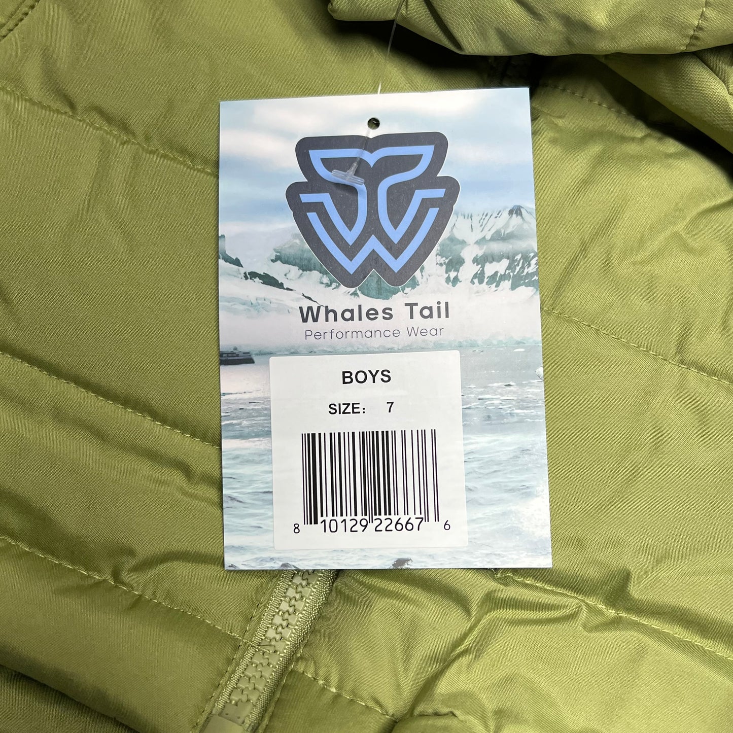 WHALES TAIL Fleece Lined Hooded Full Zip Up Winter Coat Boy's Sz 7 Forest Green