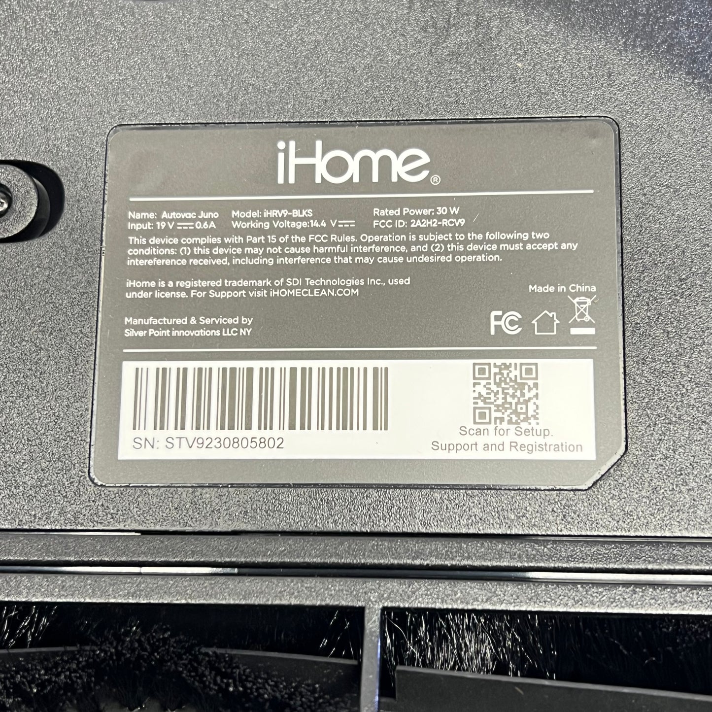 ZA@ IHOME Auto Vac Juno Robot Vacuum Mapping Technology Strong Suction IHRV9 (As-Is-Return)