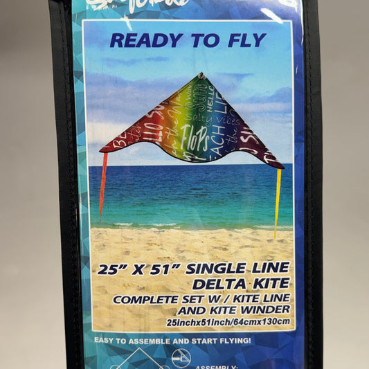 SURFGEAR Single Line Beach Life-Designed Delta Kite - Complete Set with Kite Line & Winder Sz 25" x 51" KIT2 DELTA KITE