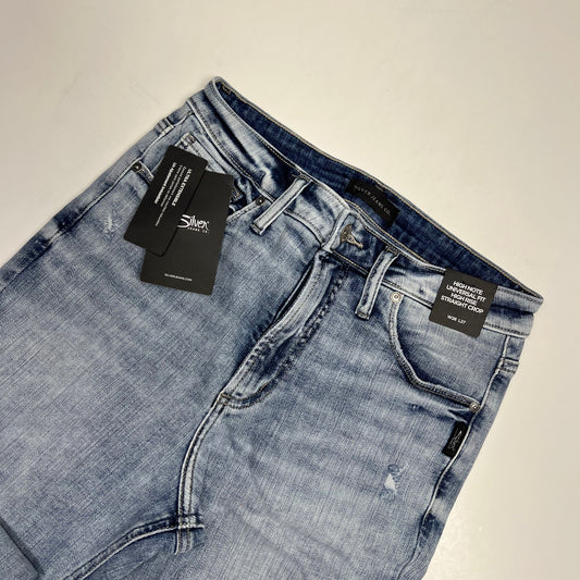SILVER JEANS CO High Note High Rise Straight Crop Jeans Women's Sz 28/27 Light