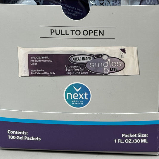 SINGLES (100 Gel Packets) Medium Viscosity Ultrasound Scanning Gel 1fl oz per packet (New Other- Slight Damage To Package)