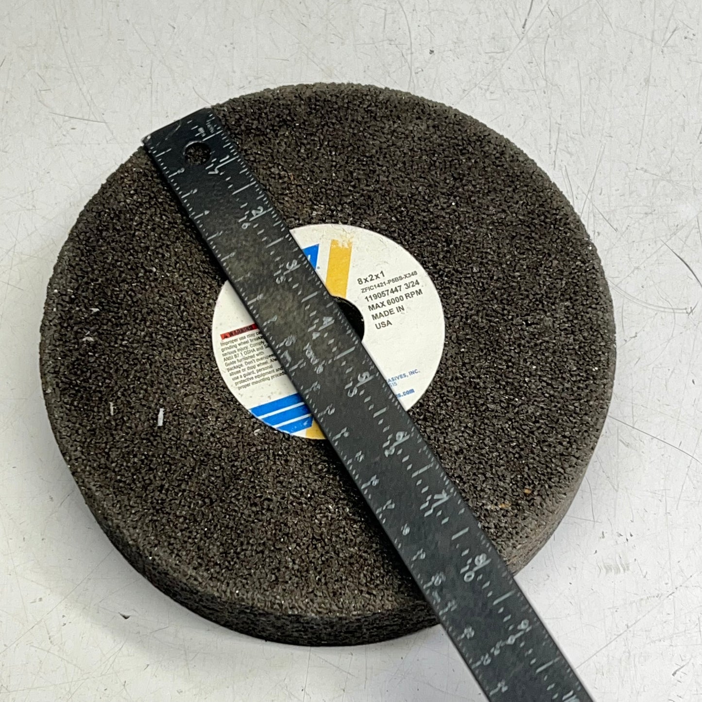 ZA@ NORTON Grinding Wheel Made In Usa 6000 RPM 8" X 2" X 1" ZFIC1421-P5BS-X348 (Water Damaged to Packaging) B