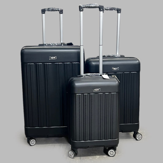 DEJUNO (3 PACK) Light Weight Expandable Spinner Rolling Suitcase Set BLACK 2207DJBF
