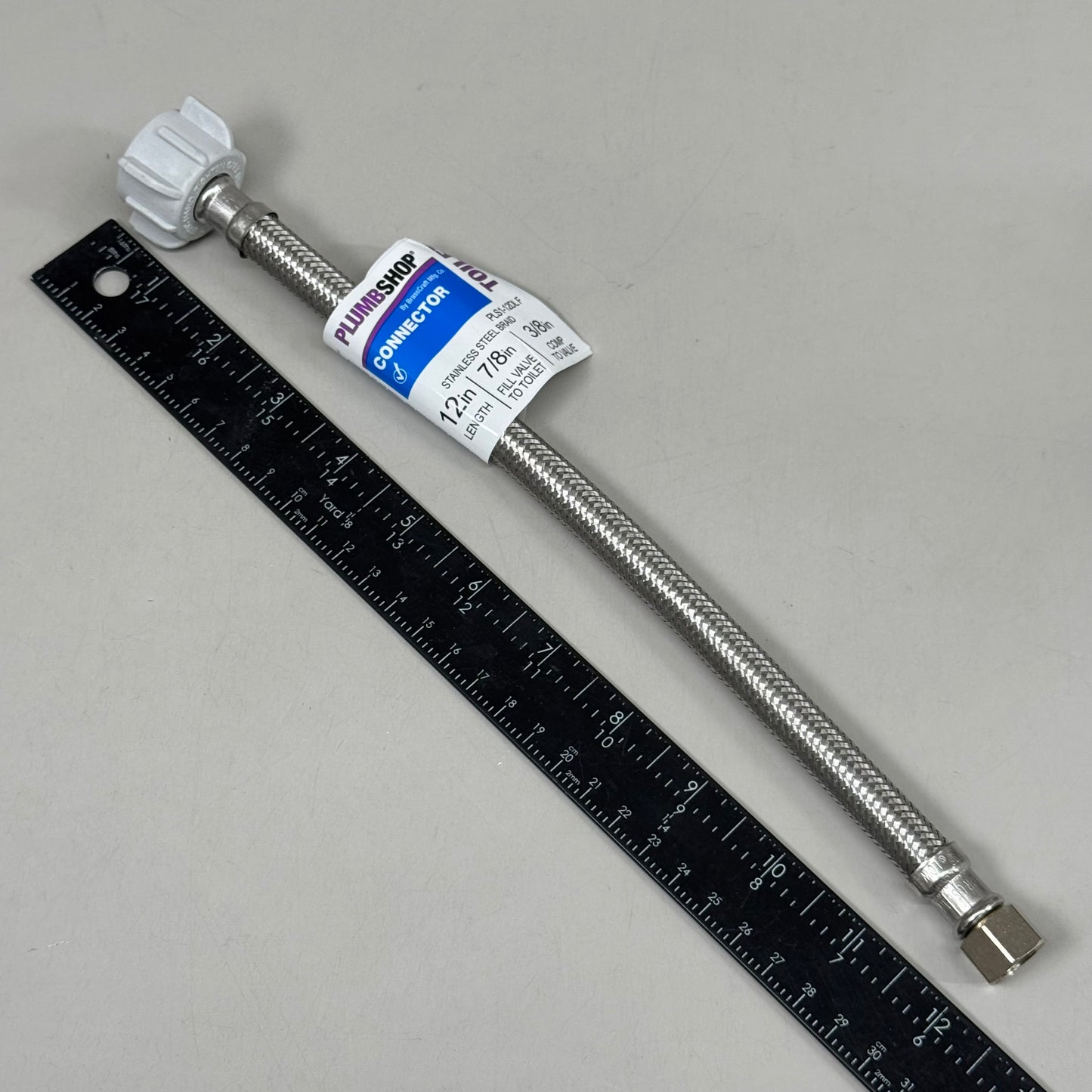 ZA@ PLUMBSHOP 3/8 in x 7/8 in x 12 in. Braided Stainless Steel Toilet Supply Line C