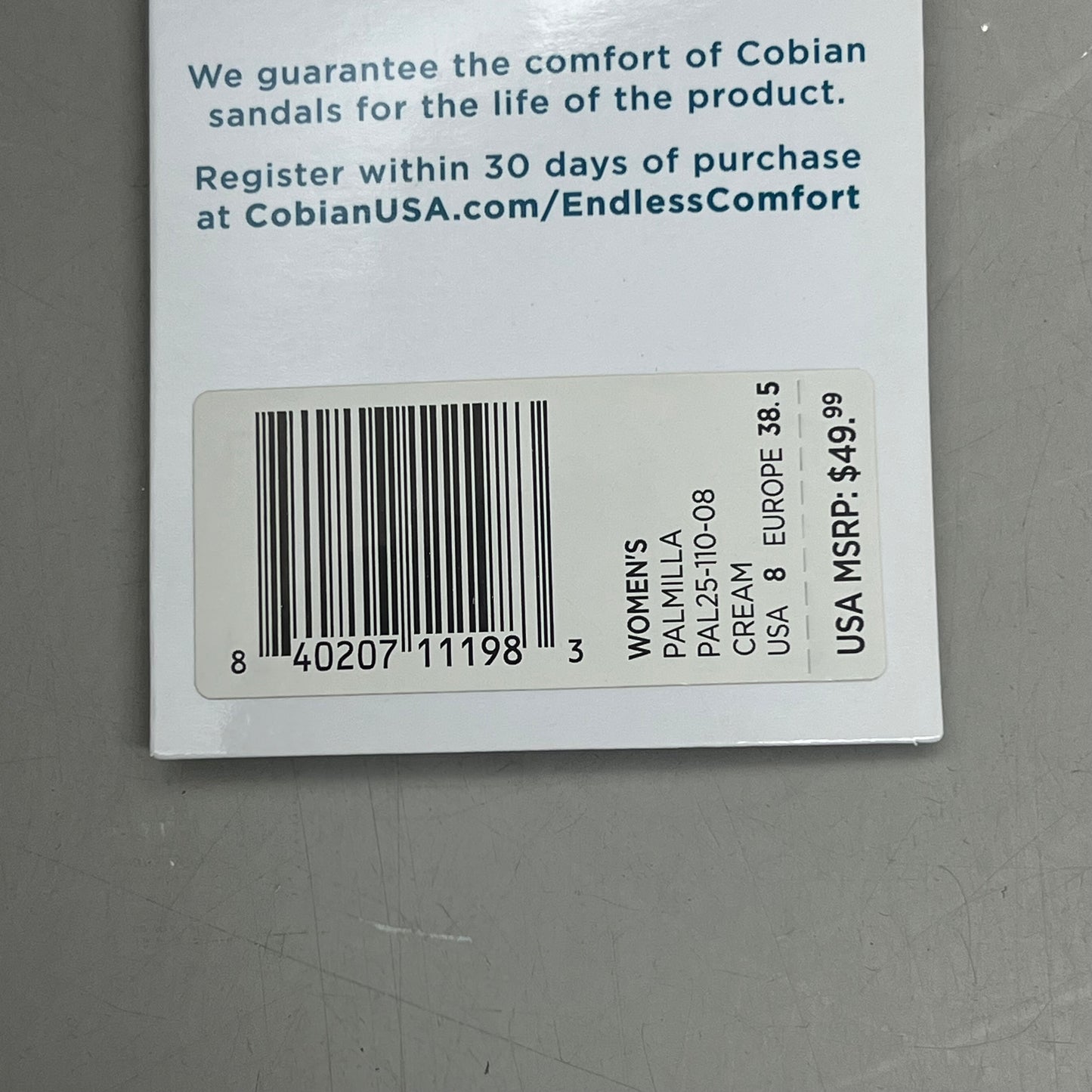 COBIAN Palmilla Braided Synthetic Leather Strap Women's Sz 8 EU 38.5 Cream PAL25-110-8