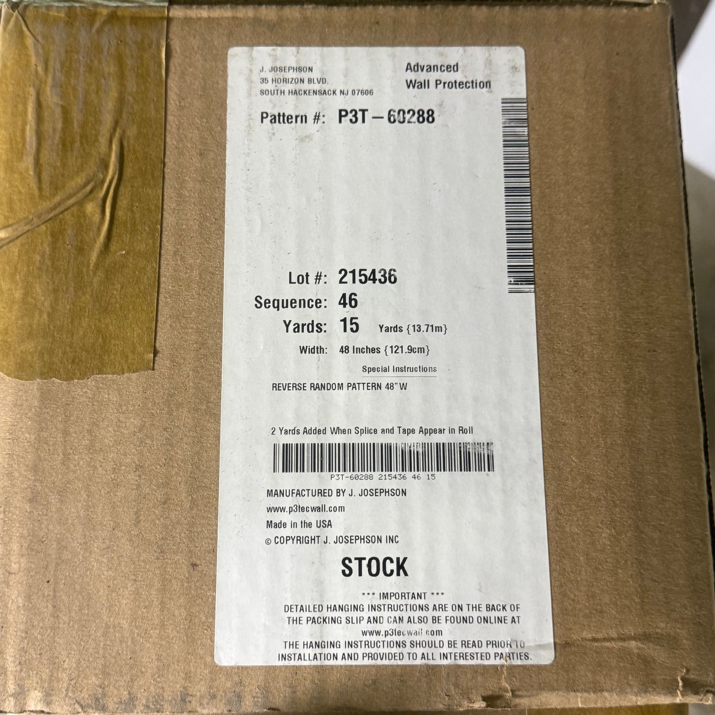 JOSEPHSON INC Wall Paper (1 Roll) Sz 48" W x 15 Yards, Light Beige P3T-60288