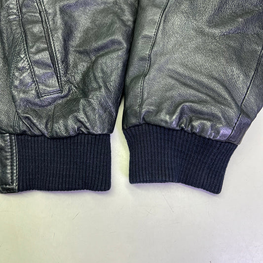 NEW ORDEDR Authentic Leather Jacket Full Zip Men's Sz L Black (Pre-Owned)