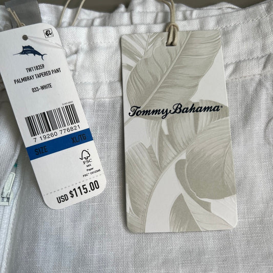 TOMMY BAHAMA Women's Palmbray Tapered Linen Pant White Size XL (New)