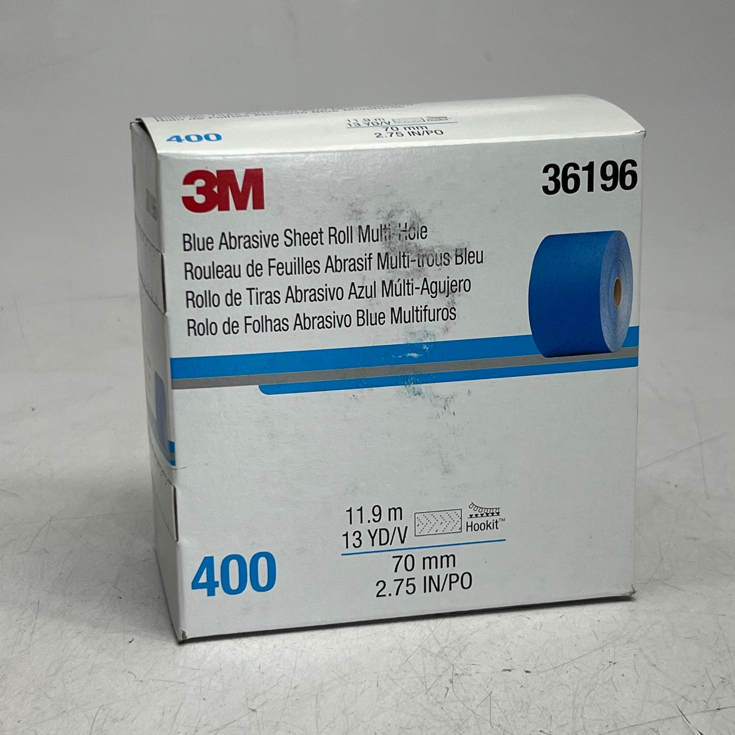 3M Hookit Blue Abrasive Sheet Roll Multi Hole 13YD Blue 36196