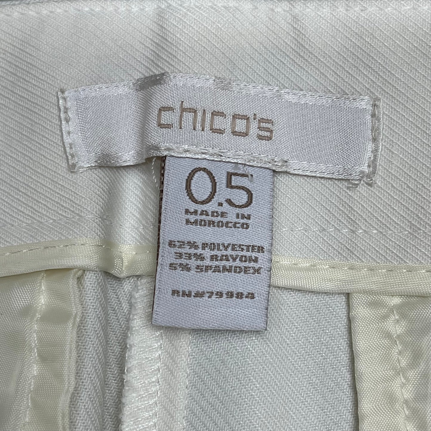 CHICOS Lightweight Straight Wide Leg Pants Women's Sz 0.5 White/Crème