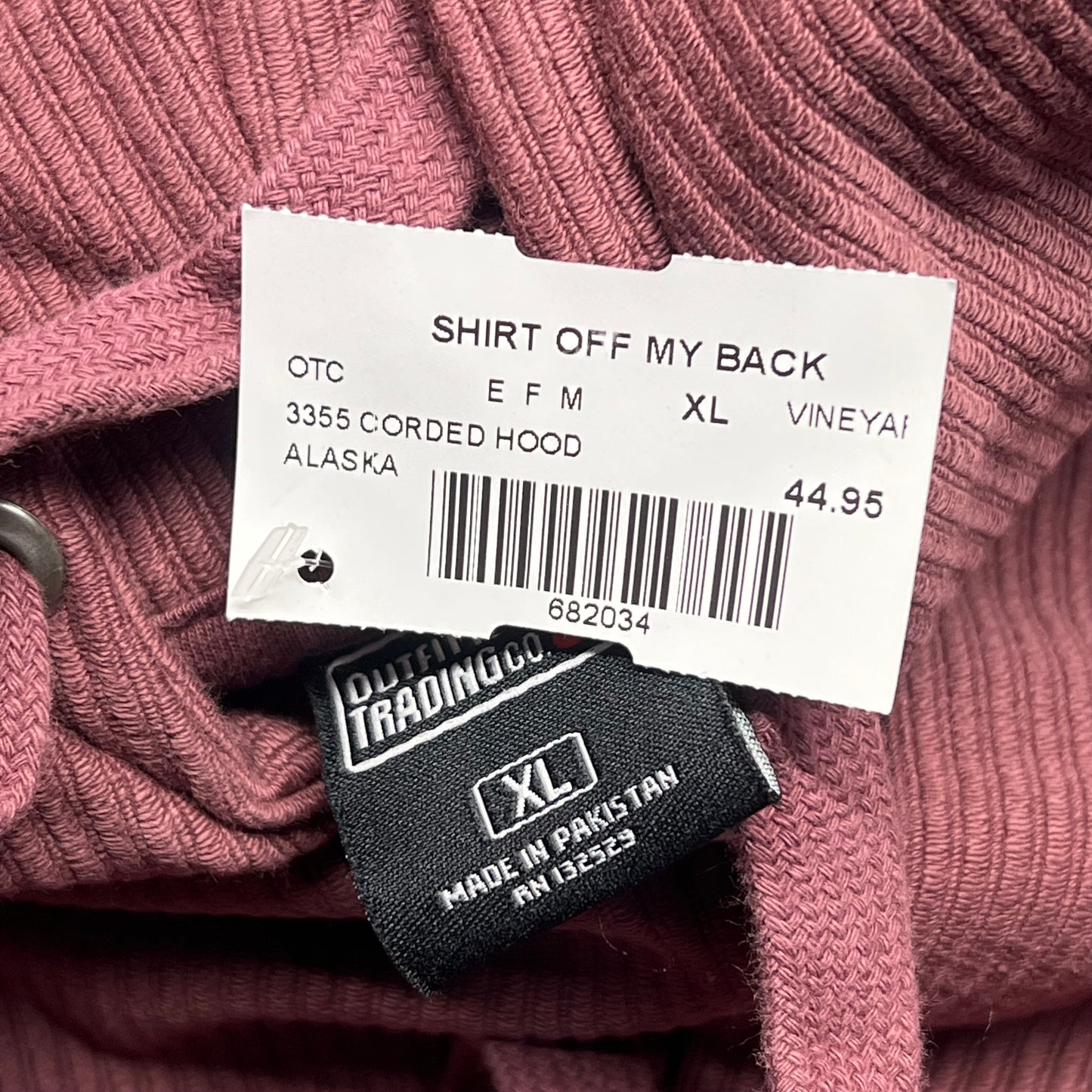 OUTFITTER TRADING CO Juneau Alaska Ribbed Souvenir Hoodie Women's Sz XL Maroon