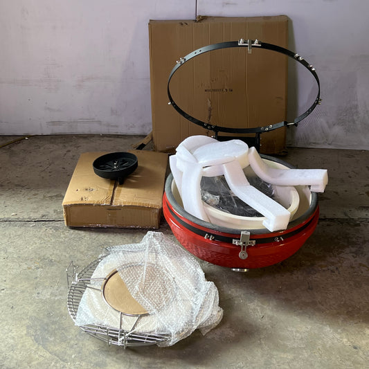 ZA@ Pallet of KALAMERA Ceramic Grill Sz 24" Kamado (AS-IS, Missing Lid)