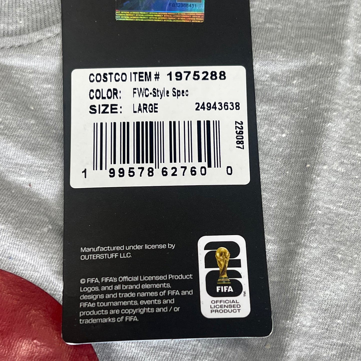 FIFA STORE Official Licensed Product World Cup 2026 Tee Shirt Unisex Sz L Grey