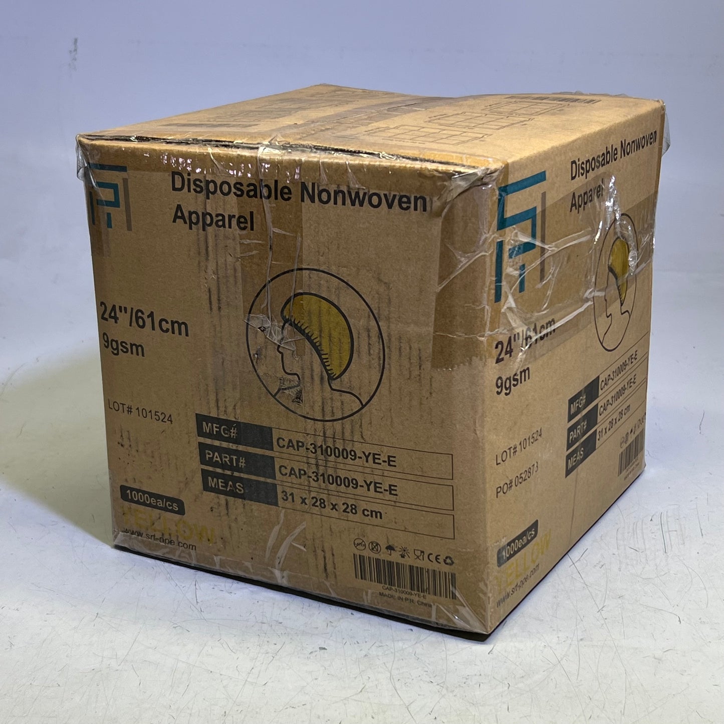 SRT (1000 Pcs) Polypropylene Bouffant Caps 24", Yellow CAP-310009-YE-E