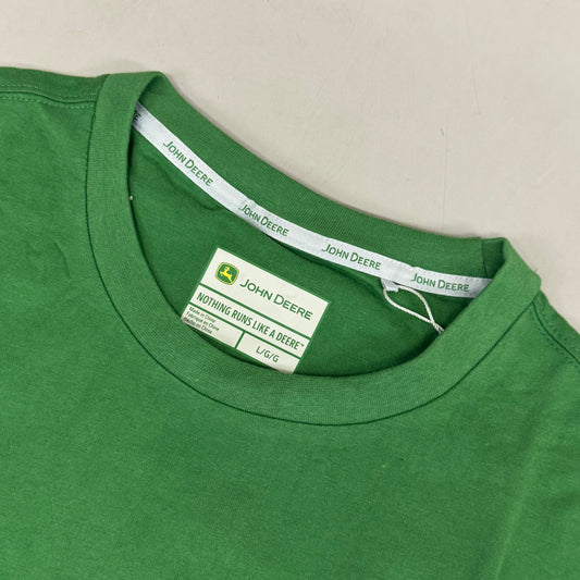 JOHN DEERE Embroidered Logo Short Sleeve Tee Shirt Men's Sz L Green 1896842