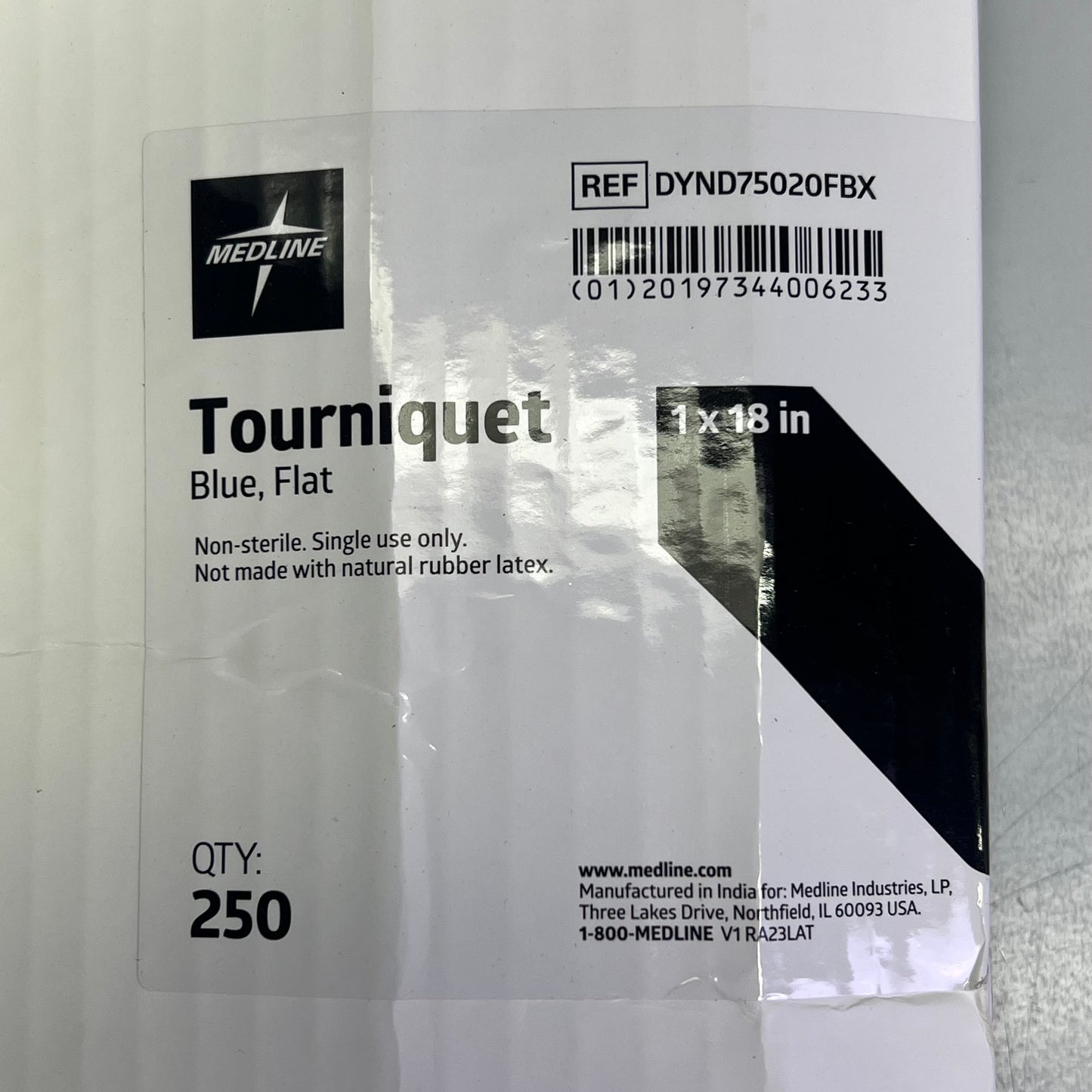 MEDLINE (250 PACK) Single-Use Disposable Tourniquets 1 x 18" Blue DYND75020FBX