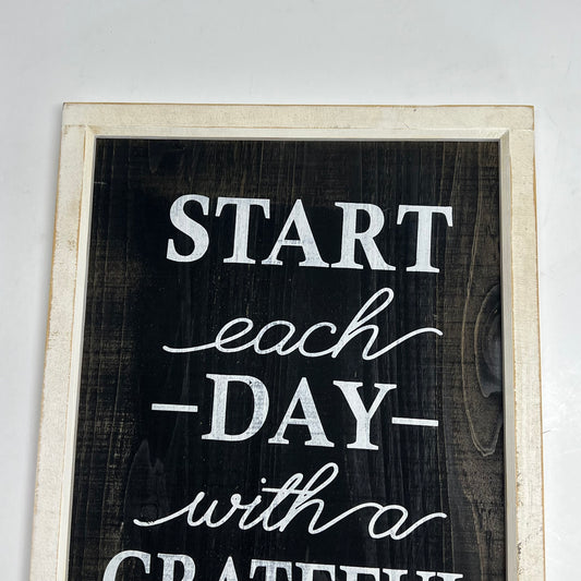 STUPELL Wooden Framed Quote "Start Each Day with a Grateful Heart" 20"x14"