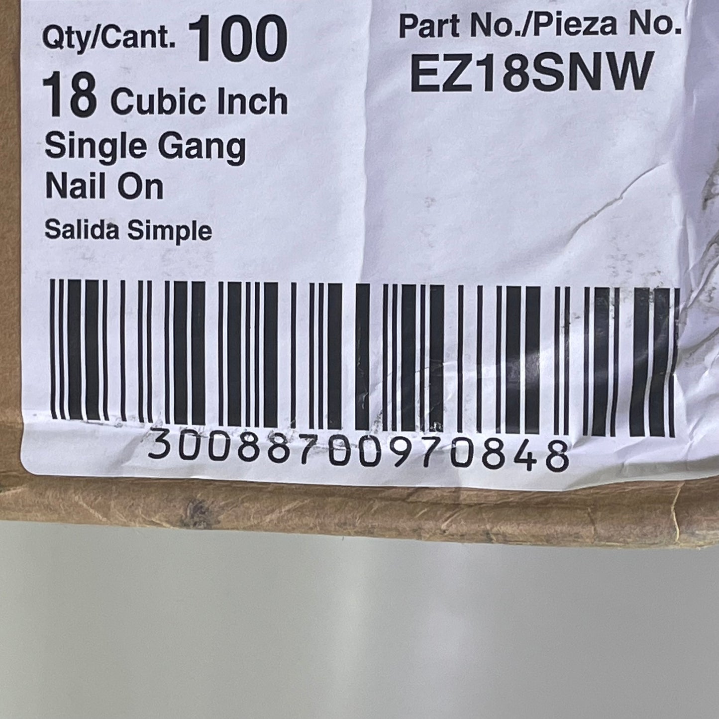 CANTEX (100 PACK) Switch/Outlet Box 18cu.in Grey EZ18SNW