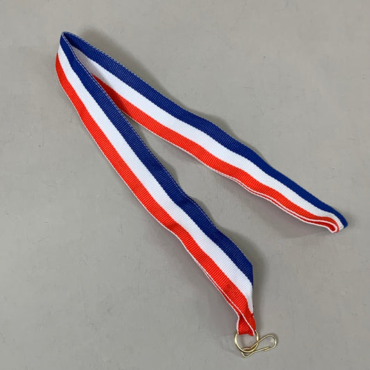 (100 PACK) Lanyard Red White Blue 17" Gold Hook