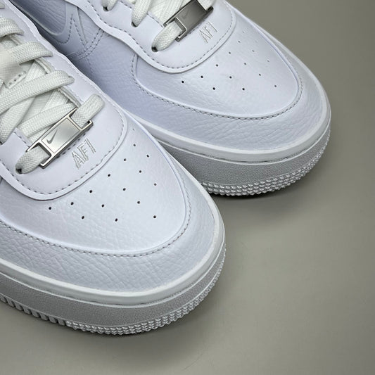 NIKE Air Force 1 PLT.AF.ORM Tapered Toe Sz Women's 7.5 White/Pink/Blue FN7180-100
