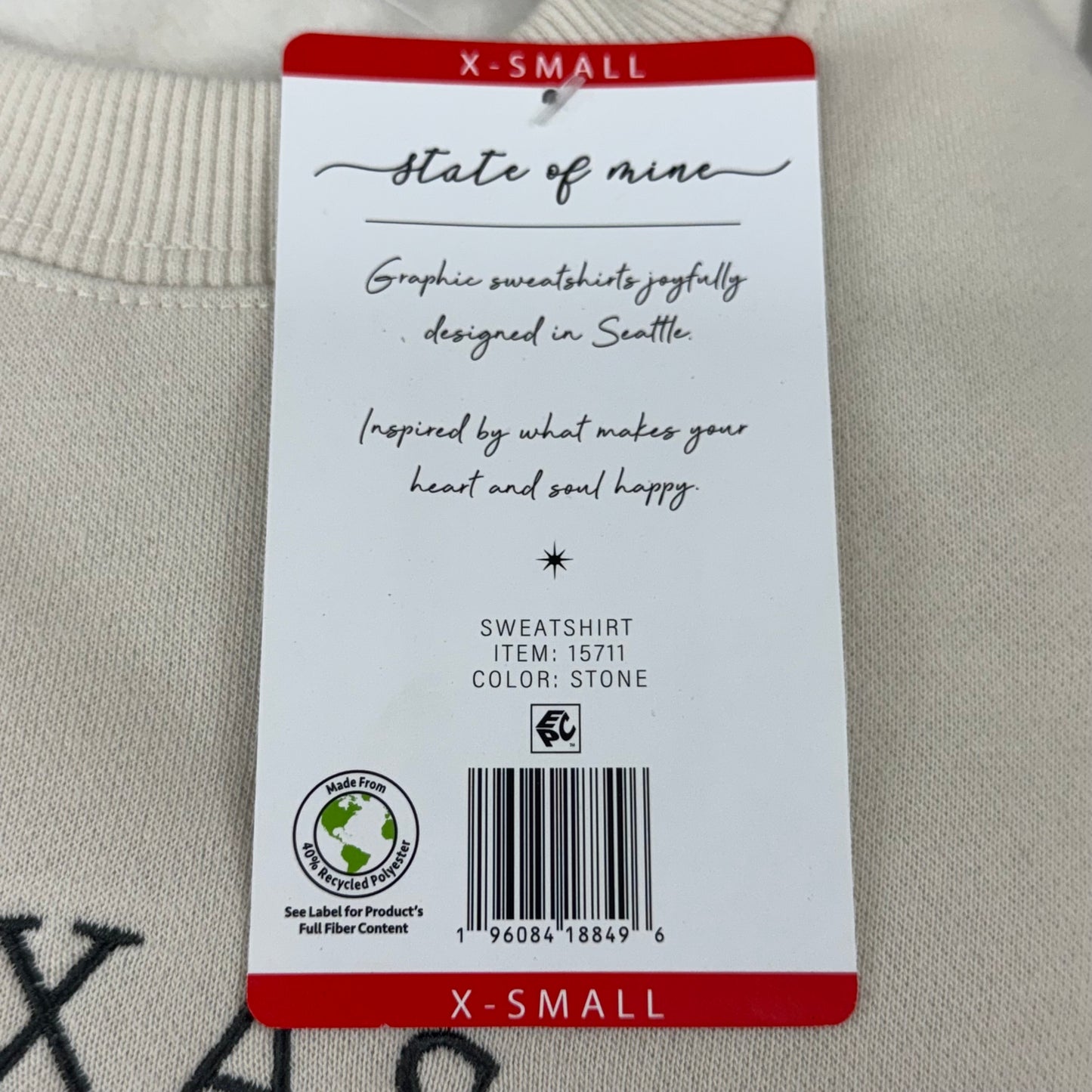 STATE OF MINE Women's Texas Lone Star State Sweatshirt Sz-XSmall Stone 15711