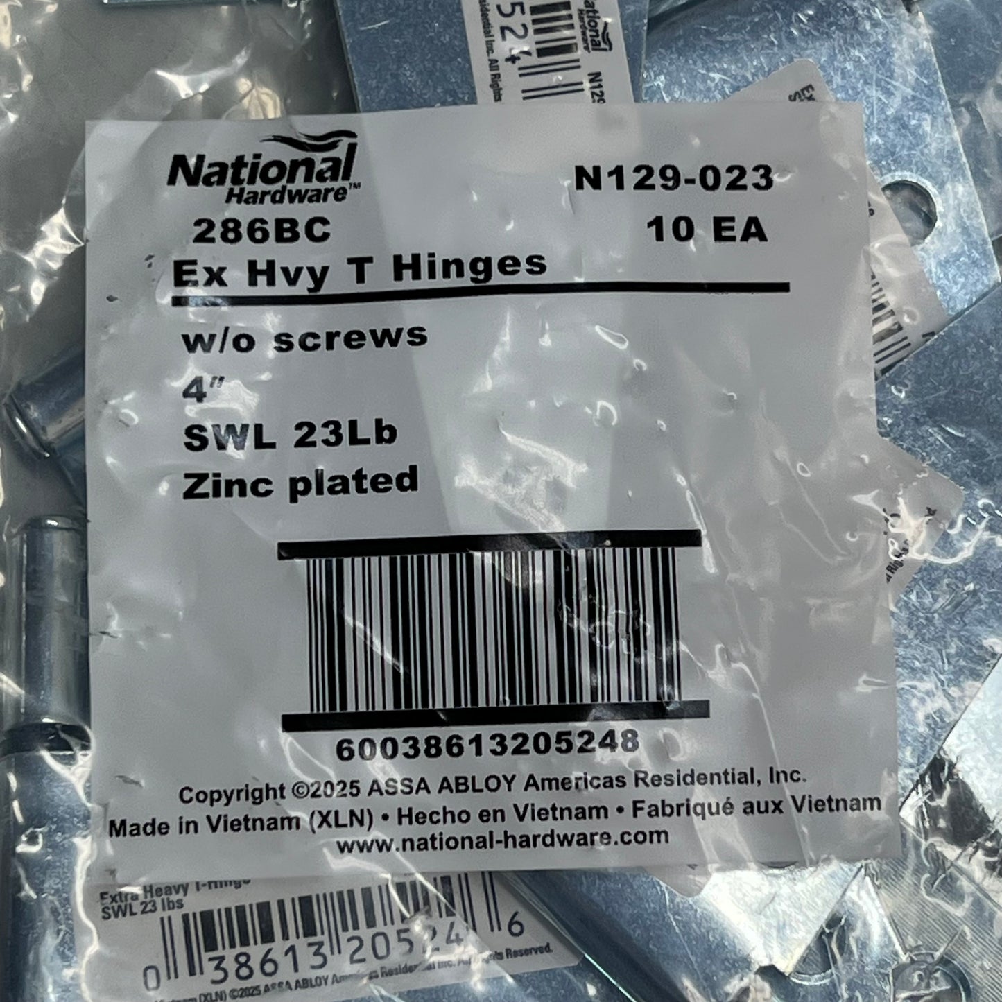 NATIONAL HARDWARE (10 PACK) Zinc Plated T-Hinge 3.3" W Frame Leaf 60lb N129-023