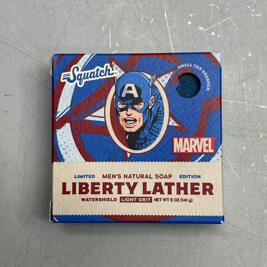 ZA@ DR SQUATCH (2 PACK) Liberty Lather & Freedom Fresh Men's Natural Bar Soap 5oz Red/White/Blue