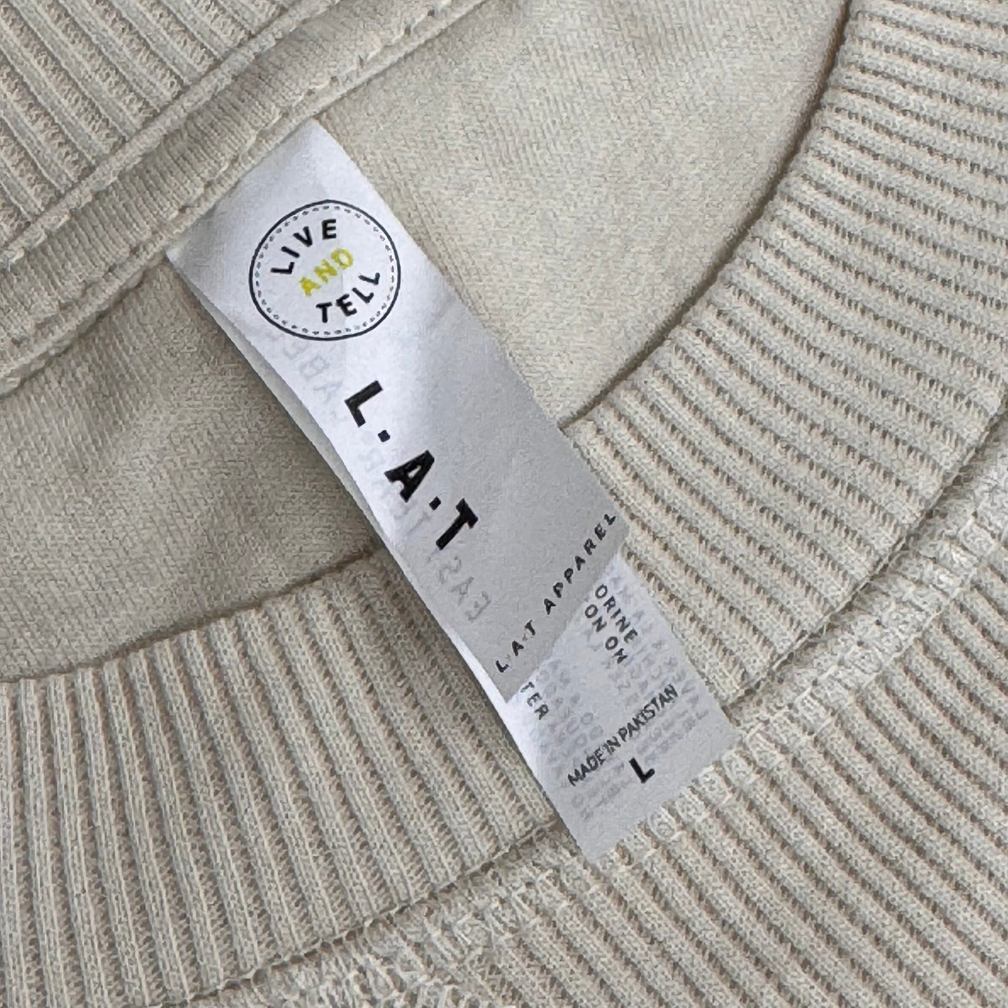 LAT APPAREL Crew Neck Sweatshirt Unisex L Cream 60626