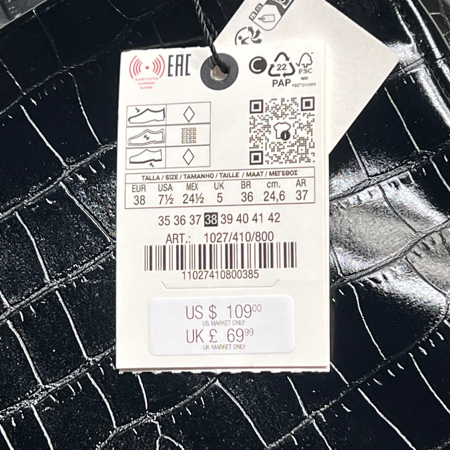 ZA@ ZARA Pointed Toe Crackled Kitten Heel Calf Boot Women's Sz 38 Black