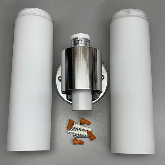 CASK Sconce Cylindrical Lighting Fixture White & Silver 3-1/4"Dx24"H ILV068C