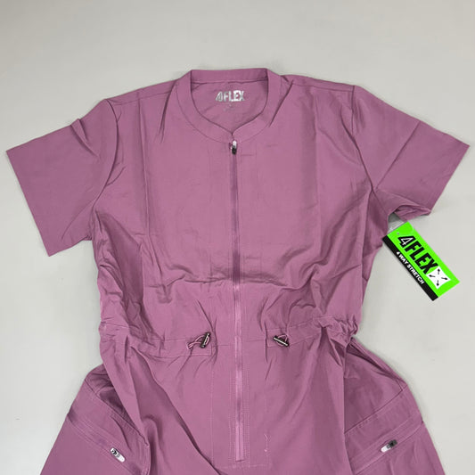 GREEN TOWN 4 Flex Scrubs Jumpsuit Cinch In Waist Women's Sz L Mauve GFX-023AST