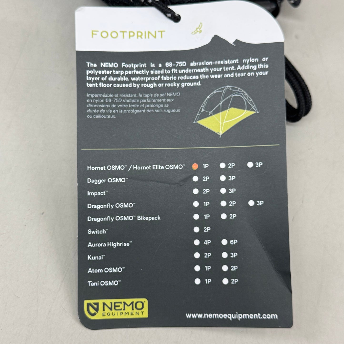 NEMO EQUIPMENT Hornet Osmo Tent Footprint Fits 1 Person