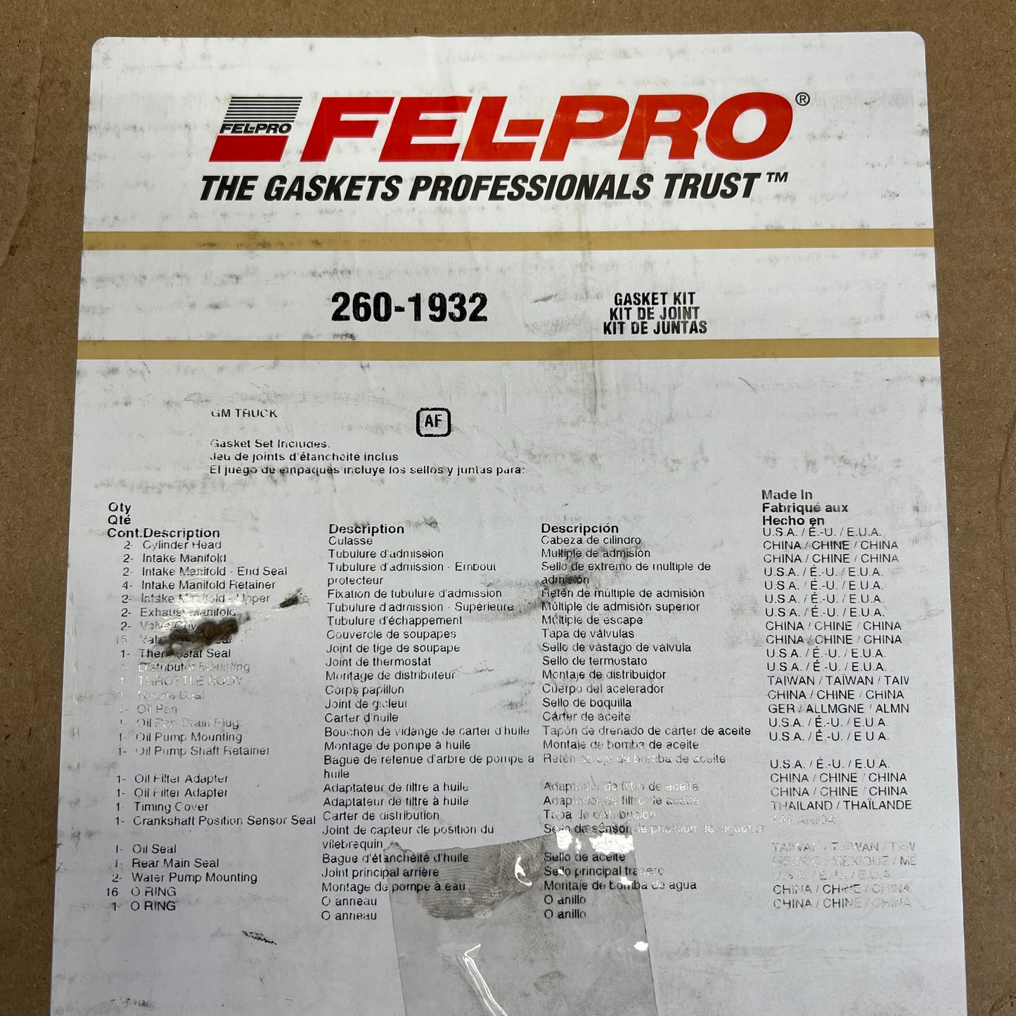 FEL-PRO Engine Gasket Set For Chevrolet & GMC Vehicles 260-1932