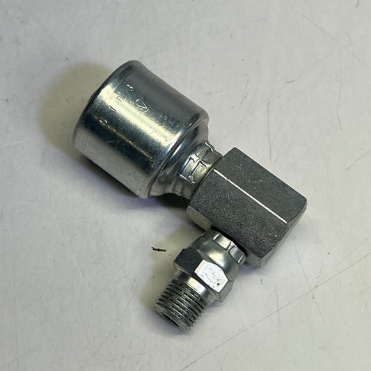 GATES Male Pipe Swivel Megacrimp Coupling 1/4" x 1.75" 90° Block G25106-0402