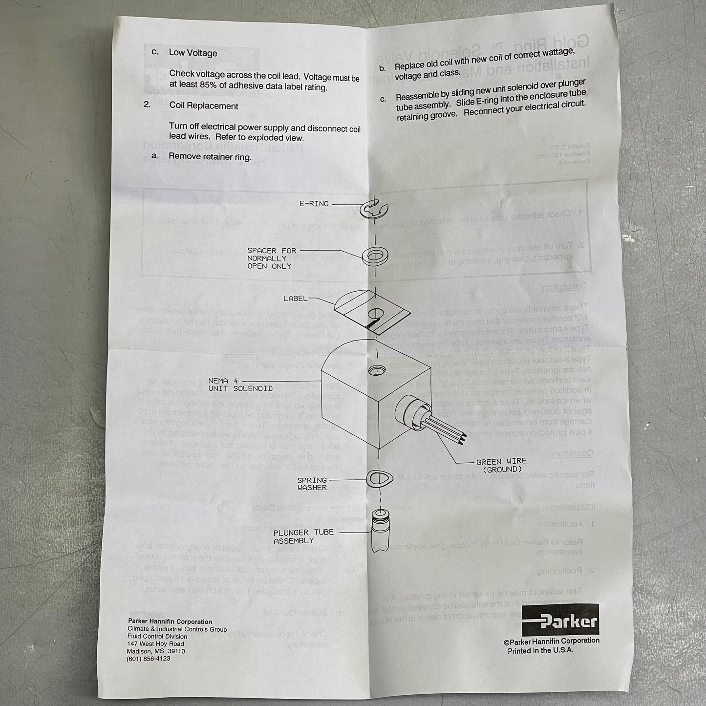 PARKER Gold Ring Complete Solenoid Valve 1F22C2148AAF4C01