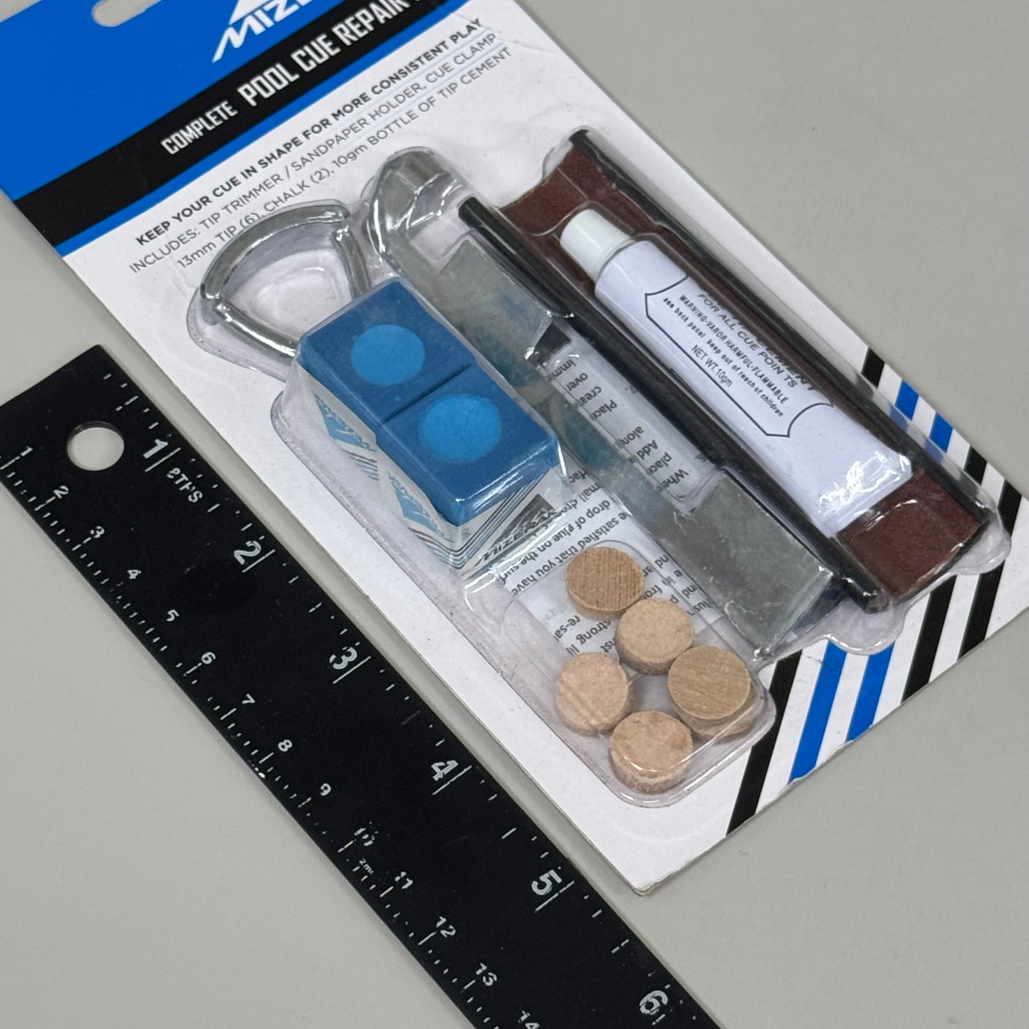 MIZERAK (2 PACK) Complete Pool Cue Repair Kit 6 Piece 13mm Replacement Tips P1812