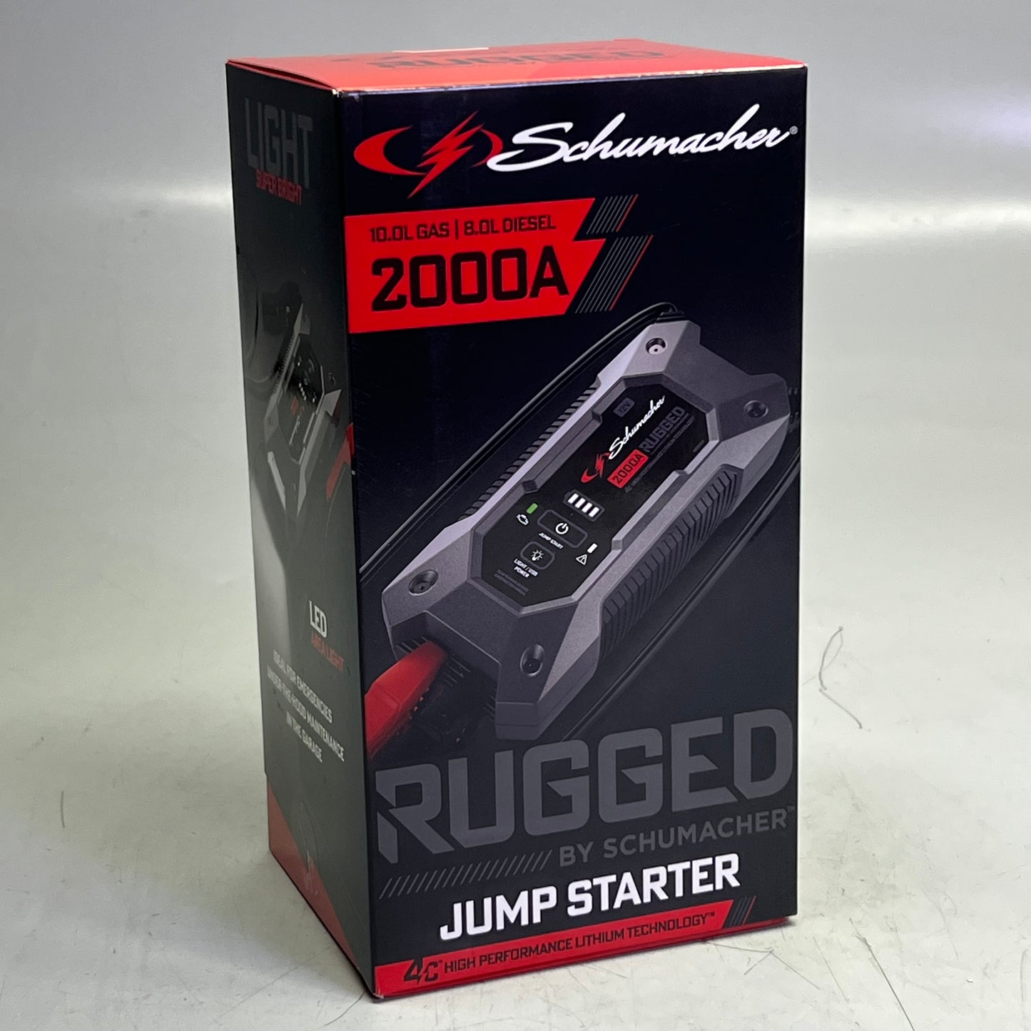 SCHUMACHER Peak Amps Rugged Lithium Jump Starter & Power Bank for 10.0L Gas & 8.0L Diesel Engines SL1651