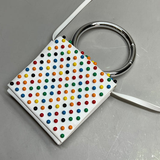 CHARLES & KEITH Rainbow Studded Shoulder Purse Faux Leather 6" x 6" (Pre-Owned)